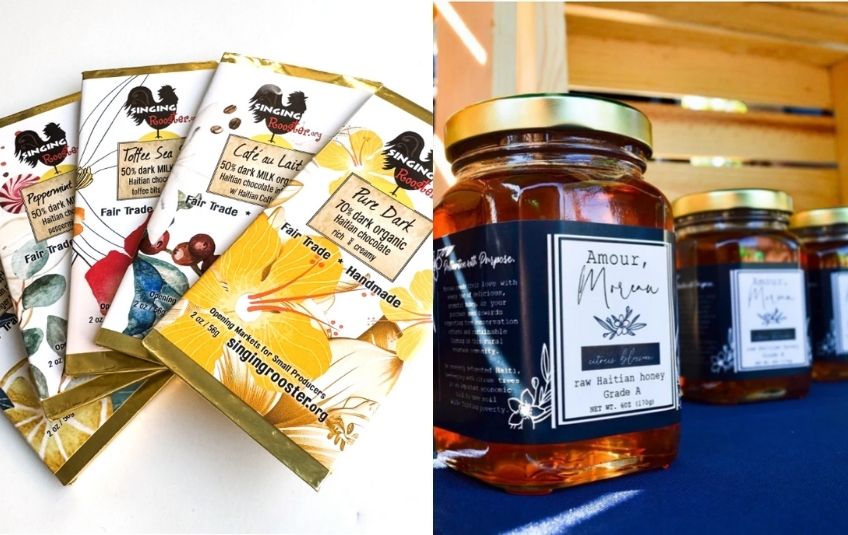 chocolate bars and honey jars