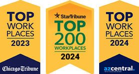 Top Workplaces - Chicago Tribune 2023; Top Workplaces - Star Tribute 2024; Top Workplaces - AZCentral 2024